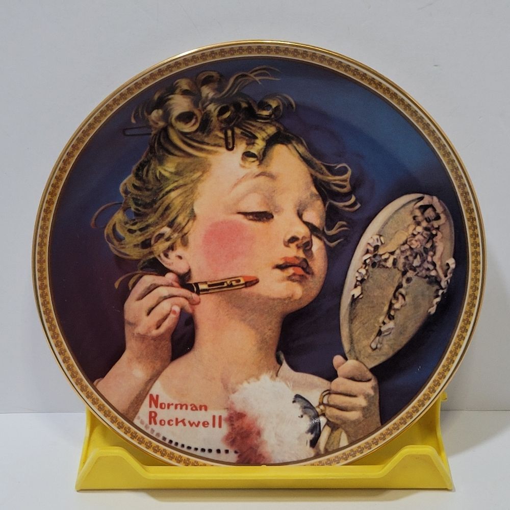 Norman Rockwell Making Believe at the Mirror Plate Rediscovered Women 1982